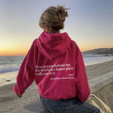 Dear Person Behind Me,the World Is A Better Place,with You In It,love,the Person In Front Of You,Women's Plush Letter Printed Kangaroo Pocket Drawstring Printed Hoodie Unisex Trendy Hoodies Heritage cosmetics and beauty care