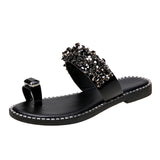 Summer Flat-heel All-over-toe Rhinestone Sandals Sandals - Heritage cosmetics and beauty care