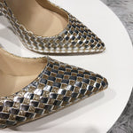 12cm  Color Matching Woven High Heels - Heritage cosmetics and beauty care