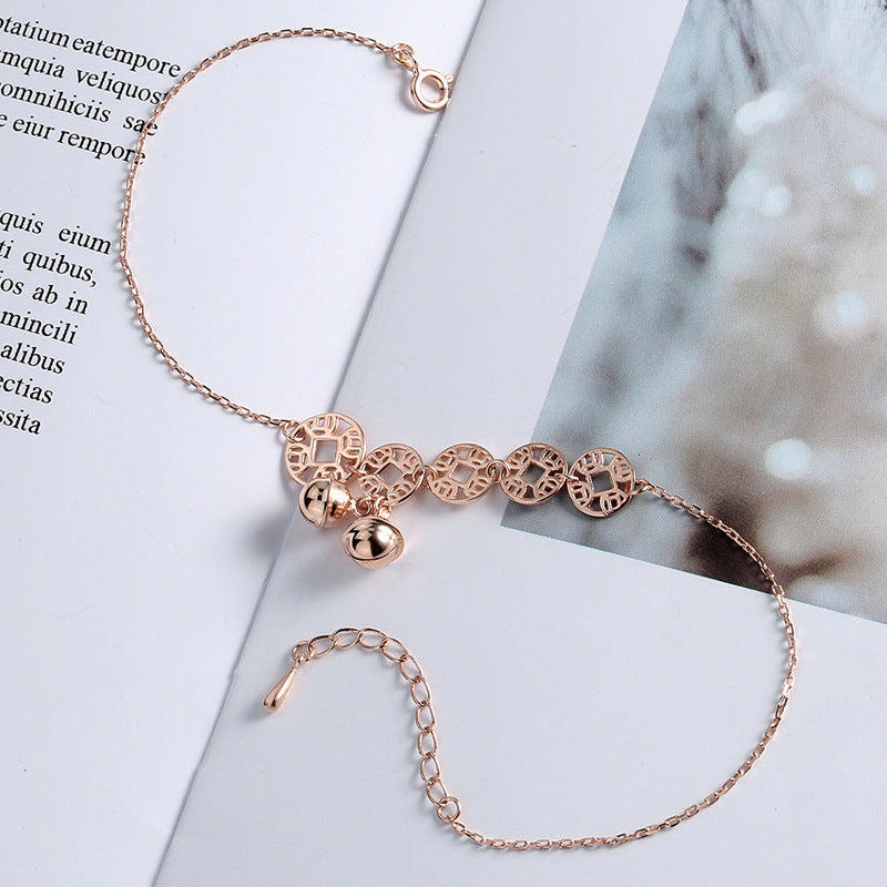 Rose Gold Bells Anklet Boho Stainless Steel Coin Charms Chain Anklets - Heritage cosmetics and beauty care