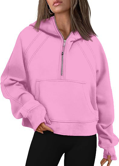 Zipper Hoodies Sweatshirts With Pocket Loose Sport Tops Long Sleeve Pullover Sweaters Winter Fall Outfits Women Clothing - Heritage cosmetics and beauty care