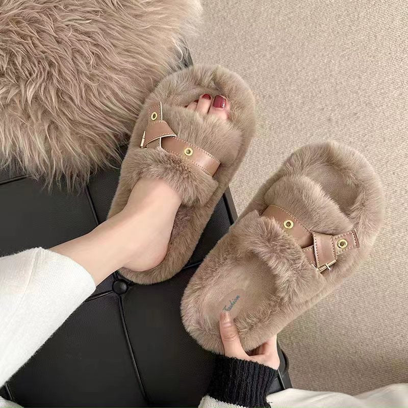 Fluffy Slippers Women's Flat Slippers - Heritage cosmetics and beauty care