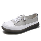 Women's Fashionable Casual Soft Bottom Leather Low-cut Sneakers - Heritage cosmetics and beauty care