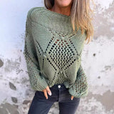 European And American Leisure Loose Hollow Out Sweater Round Neck Knitted Top - Heritage cosmetics and beauty care