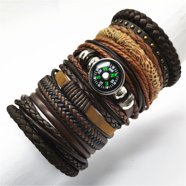 Fashion Bracelets 10pcs Set Wrap Woven Fashion Handmade Men - Heritage cosmetics and beauty care