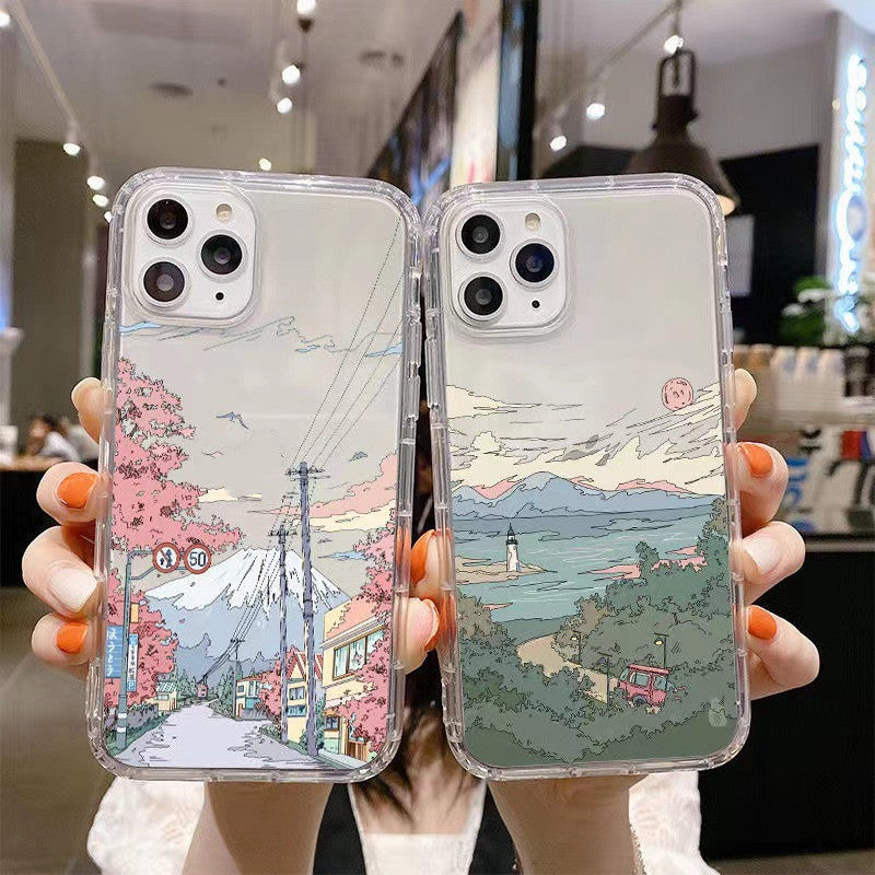 Transparent Mobile Phone Case With Mountain Illustration Heritage cosmetics and beauty care