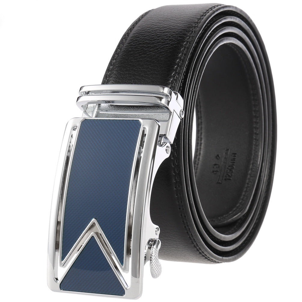 Fashion Men's Two-layer Cowhide Automatic Buckle Trouser Belt - Heritage cosmetics and beauty care