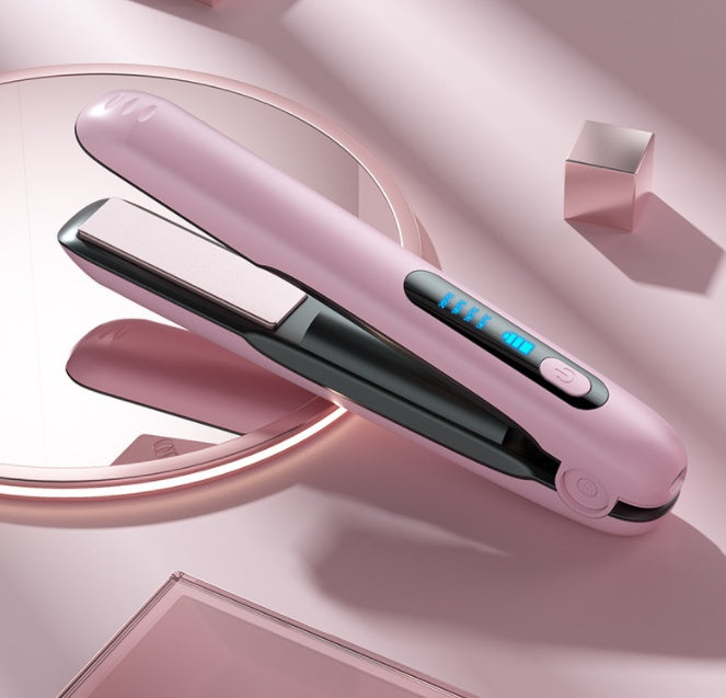 Wireless Hair Straightener Flat Iron Mini 2 IN 1 Roller USB 5000mAh Max 200 Degree Portable Cordless Curler 4 Levels Dry And Wet Uses - Heritage cosmetics and beauty care