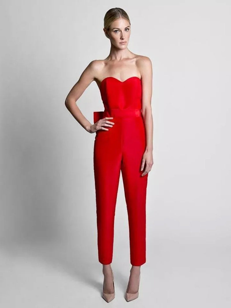 Red Jumpsuit Evening Dresses With - Heritage cosmetics and beauty care