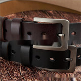 Father's Day Gift European Vintage Men's Pin Buckle Belt Card Stitch Double-sided Engraved Pants Pocket