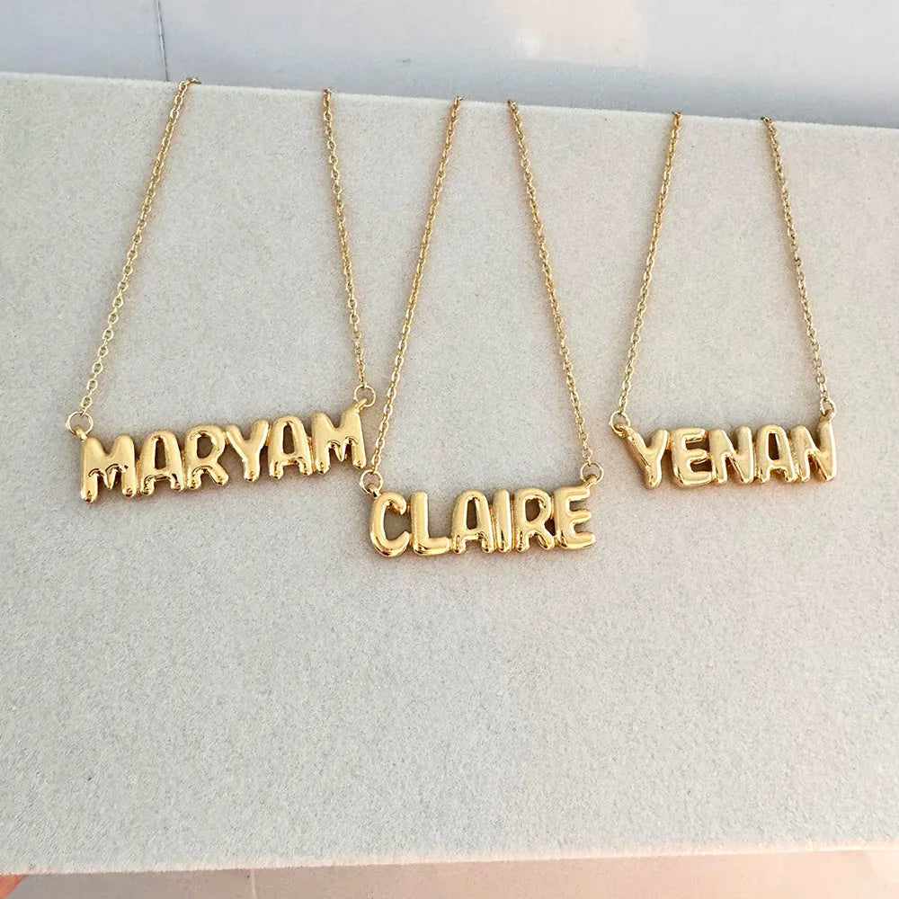 Customized Bubble Name Necklace, Fashionable Mini 3D Letter Necklace - Heritage cosmetics and beauty care