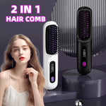 2 In 1 Straight Hair Comb Wireless Hair Straightener Brush Hair Fast Heating Portable Hot Curler USB Charging - Heritage cosmetics and beauty care