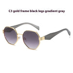 New Polygonal Sunglasses Wide Leg Metal Large Rim Sunglasses Women - Heritage cosmetics and beauty care