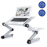 Adjustable Laptop Stand, RAINBEAN Laptop Desk with 2 CPU Cooling USB Fans for Bed Aluminum Lap Workstation Desk with Mouse Pad, Foldable Cook Book Stand Notebook Holder Sofa,Amazon Banned - Heritage cosmetics and beauty care