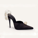 Women's Pointed Pearl High Heels - Heritage cosmetics and beauty care