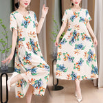 Casual Extra Large Size Cotton Silk Mother Loose Dress Women - Heritage cosmetics and beauty care