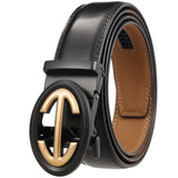 Automatic Alloy Buckle Belt Men's Simple Two-layer Cowhide