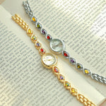 Mid-ancient Fashion Oval Colored Gems Rainbow Light Luxury Watch - Heritage cosmetics and beauty care