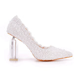 7cm Crystal Clear Chunky Heels - Heritage cosmetics and beauty care