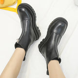 Spring And Autumn Single With Front Zipper French Short Boots