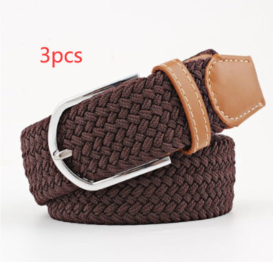 Women's Canvas Belt Student Pants Casual Stretch Braided Needle Buckle