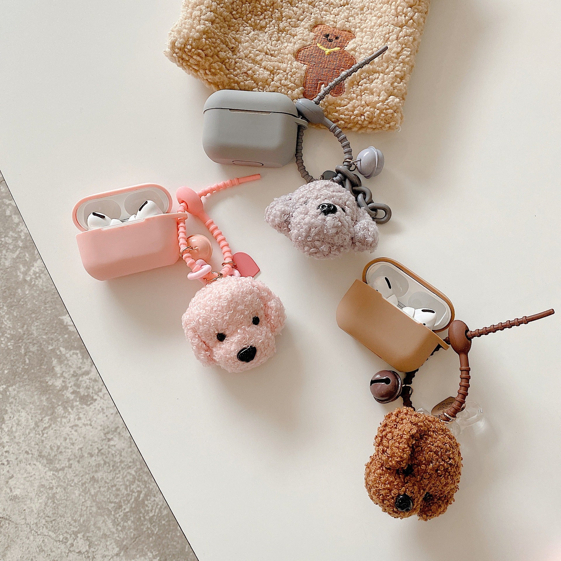 Applicable Solid Color Earphone Cover Wireless Bluetooth Soft Shell Cartoon Puppy Pendant Heritage cosmetics and beauty care