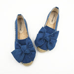 Flat Straw Woven Linen One-step Bow-knot Round-toe Espadrilles Shoes - Heritage cosmetics and beauty care