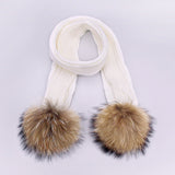 Children's Double Woolen Hats With Woolen Balls Scarf Set - Heritage cosmetics and beauty care