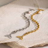 18K Gold Stainless Steel Fishtail Natural Freshwater Pearl Bracelet - Heritage cosmetics and beauty care