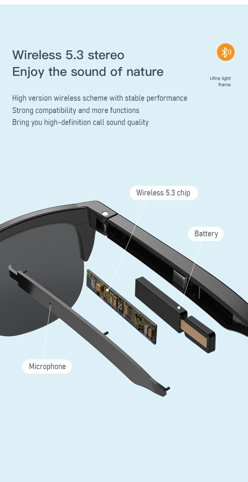 Intelligent Bluetooth Glasses Air Conduction - Heritage cosmetics and beauty care