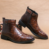 Autumn And Winter Plus Size Crocodile Pattern For Men Ankle Boots