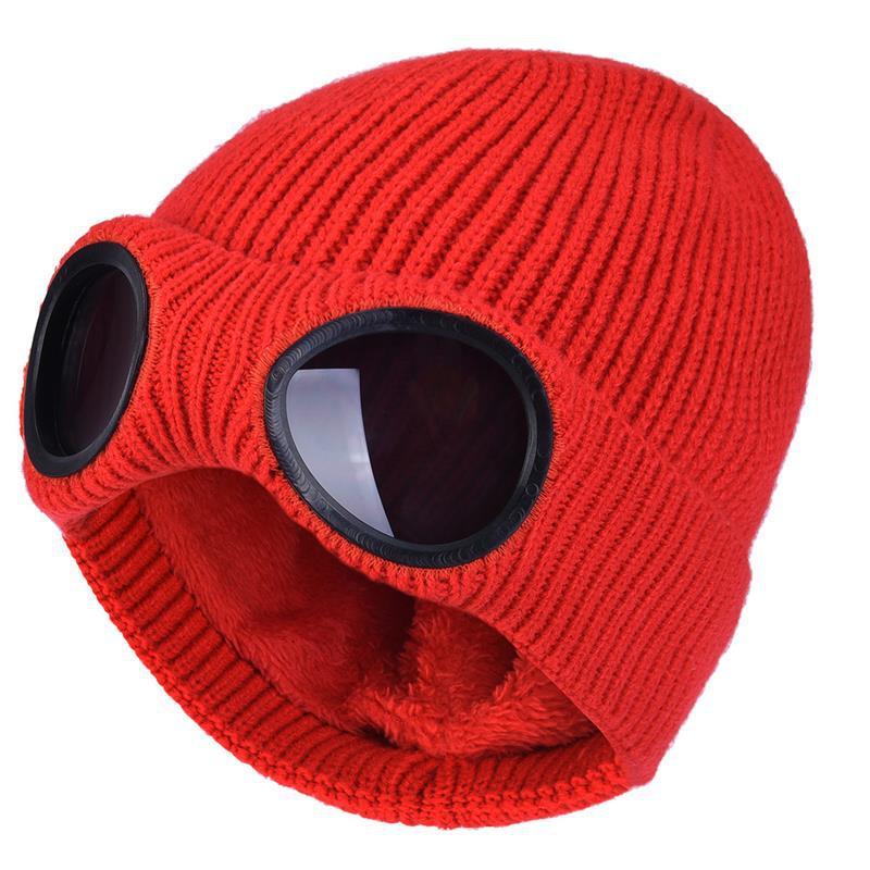 Warm Knitted Woolen Hats With Windproof Glasses Autumn And Winter For Men And Women Ear Protection Cap - Heritage cosmetics and beauty care