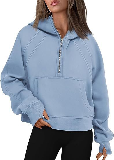 Zipper Hoodies Sweatshirts With Pocket Loose Sport Tops Long Sleeve Pullover Sweaters Winter Fall Outfits Women Clothing - Heritage cosmetics and beauty care