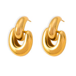 European And American INS Style Half Ring Buckle Stud Earrings 18K Gold Titanium Steel Earrings - Heritage cosmetics and beauty care