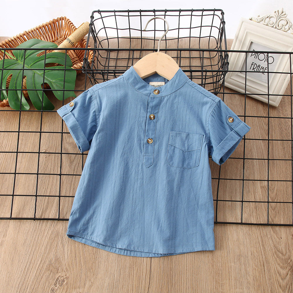 Boys' Summer Simplicity Solid Color Shirt Short Sleeve - Heritage cosmetics and beauty care