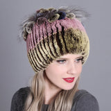 Woven Women's Fur Hats Warm And Thick Warmth Ladies Colorful Knitted Hats - Heritage cosmetics and beauty care