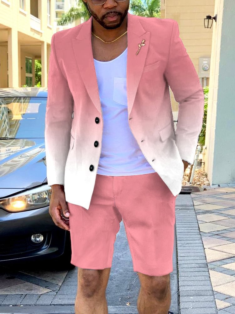 British Style Casual Gradient Color Suit Shorts Suit Men - Heritage cosmetics and beauty care