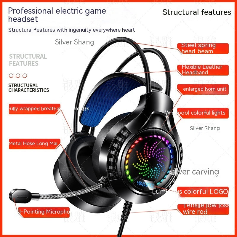 Silver Eagle Q7 Head-mounted Computer Earphone With Microphone Luminous Channel USB Gaming Headset Heritage cosmetics and beauty care