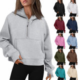 Zipper Hoodies Sweatshirts With Pocket Loose Sport Tops Long Sleeve Pullover Sweaters Winter Fall Outfits Women Clothing - Heritage cosmetics and beauty care