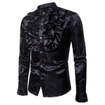 Stage Performance Shirts Men's Court Shirts Fashion Stand-up Collar Ruffle Shirts Heritage cosmetics and beauty care