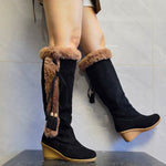 Winter Plush Long Boots For Women Combat Boots Wedges Shoes - Heritage cosmetics and beauty care