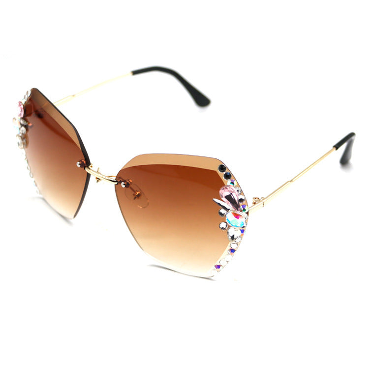 Women's Rhinestone Frameless Sunglasses - Heritage cosmetics and beauty care