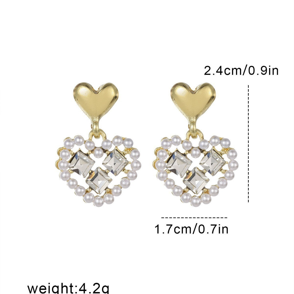 Geometric Love Zircon Earrings, Fresh, Sweet, Exquisite Earrings, Fashionable, Simple, Elegant, And Niche Design - Heritage cosmetics and beauty care