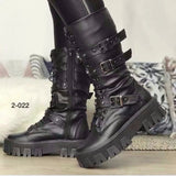 Women's Martin Boots Lace Up Combat Boot Mid Calf Platform Shoes Western Boots - Heritage cosmetics and beauty care