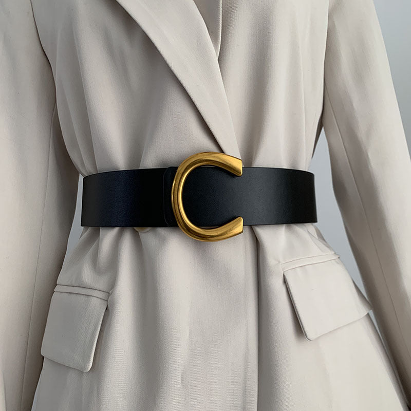 Wide Belt Ladies Black Girdle All-match Decorative Suit Jacket Sweater Belt With Dress - Heritage cosmetics and beauty care