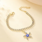 Devil Blue Eye Bracelet Palm Sea Star Evil Eye Full Diamond Double Layer Bracelet - Heritage cosmetics and beauty care