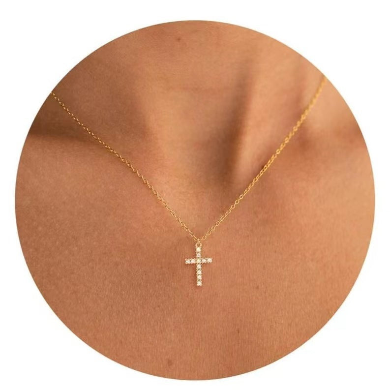 Fashion Jewelry Cross Full Diamond Crown Rotatable Necklace - Heritage cosmetics and beauty care