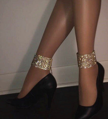 8 Rows Of Sexy Nightclub Flashing Rhinestone Feet Full Of Rhinestone Wide Anklets - Heritage cosmetics and beauty care