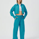 Women Two Piece Outfits For Women Long Sleeve Button Down Wide Leg Loungewear Pajama Set - Heritage cosmetics and beauty care