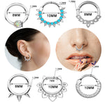 Stainless Steel Opal Nose Ring Nose Stud Stud Earrings Piercing Jewelry - Heritage cosmetics and beauty care